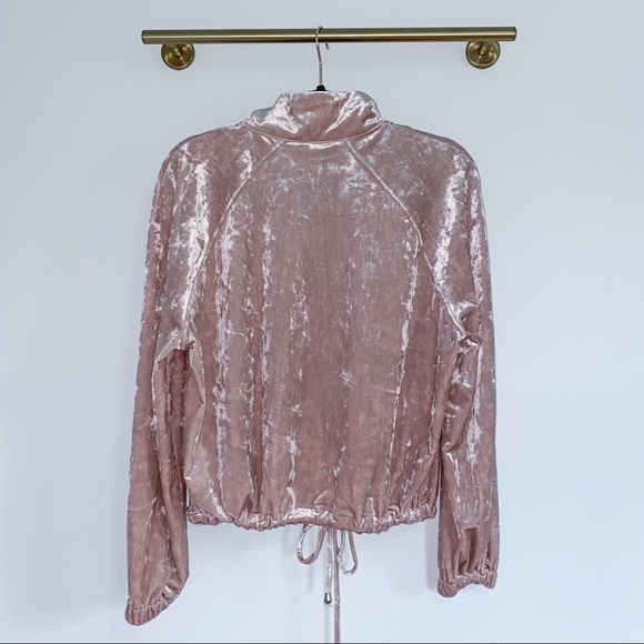 Crushed Velvet Rose Gold Pink Full Zip Jacket - Picture 6 of 11